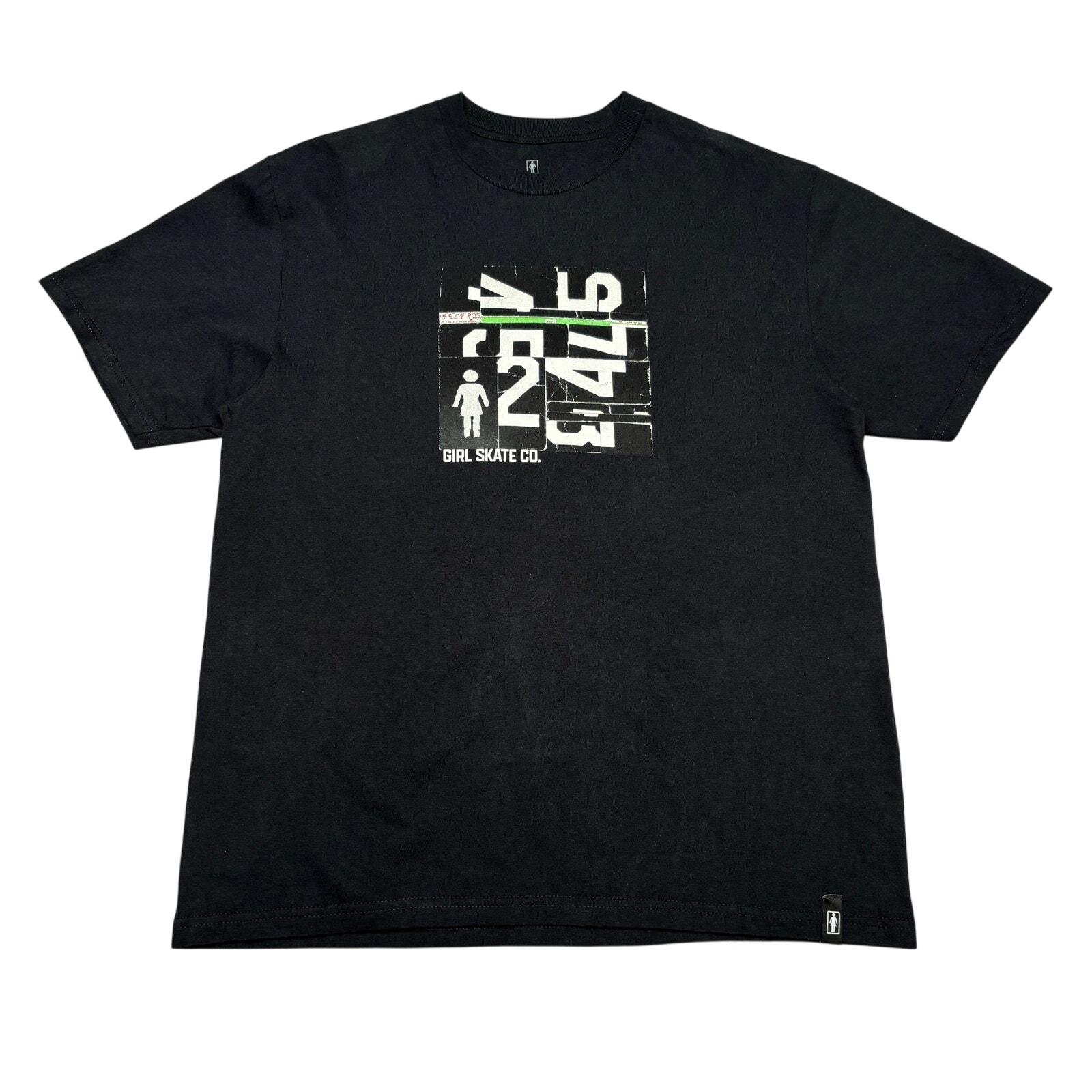 Girl Skateboards Puzzle Bathroom Logo Tee Shirt Men's Large Black Skater